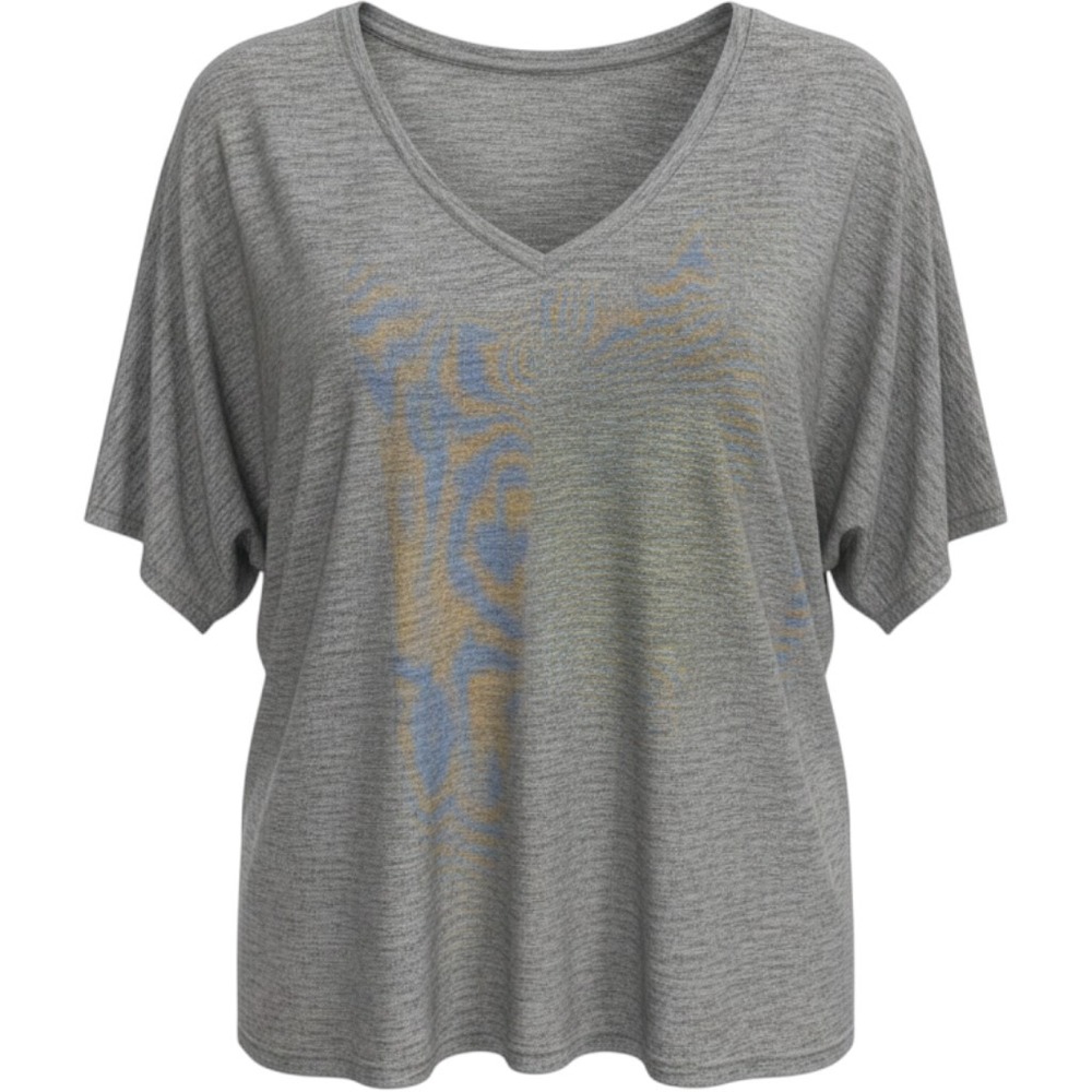 Anthropologie Grey Space Dye V-Neck Dolman Sleeve Top Medium Loose